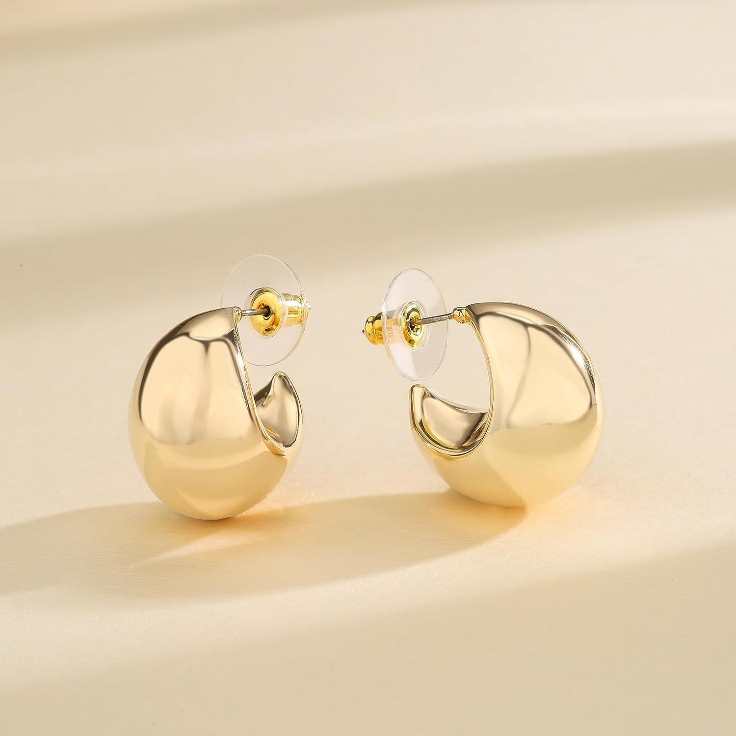 2 Pairs Earrings Dupes Chunky Gold Hoop Earrings for Women Girls,18K Gold Lightweight Hollow Open Hoops Waterdrop Teardrop Earrings Tear Drop Earrings Dupes Fashion Jewelry Gift